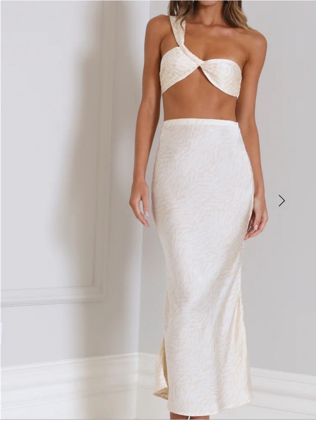 Nwt Hello Molly Cream Maxi Skirt With Twist Top